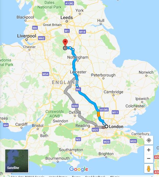 London to Chatsworth HOuse